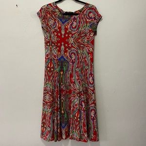 Lauren by Ralph Lauren Red Paisley Print Dress